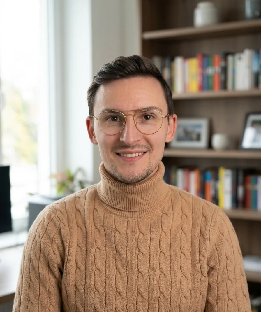 Ambroise De Lima, fondateur de SendPay, devant une bibliothèque.